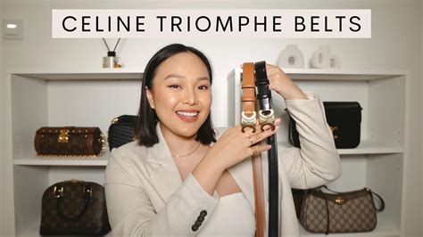 celine triompje belt|Celine Triomphe Belts Review: Black & Tan, Sizes, Try On.